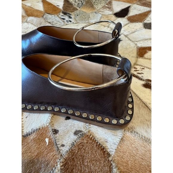 Jil Sander Brown Studded Ballet Flats With Anklet - Picture 7 of 14